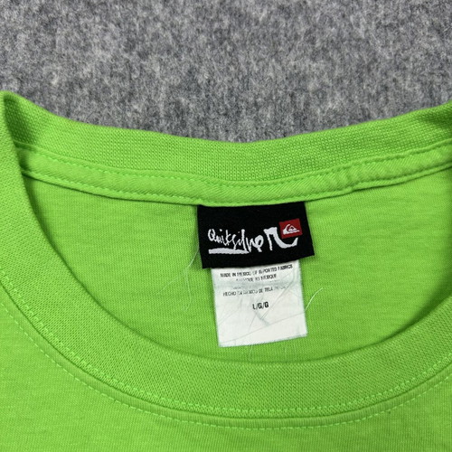 Quiksilver Neon Green Graphic T-Shirt L used, Y2K Surf Skate Streetwear