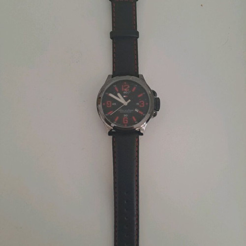 Tommy Hilfiger men's wristwatch new, black dial with red hands