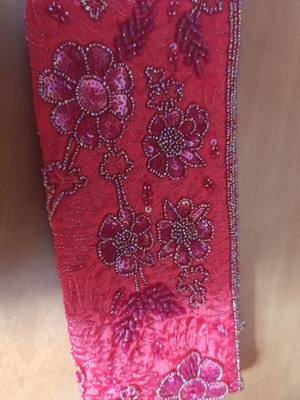 Evening bag used, red handheld