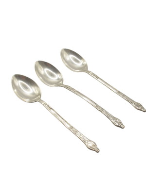 Vintage EPNS Silver Plated Spoon Set of 3 with Monk Handles England 1930–1940