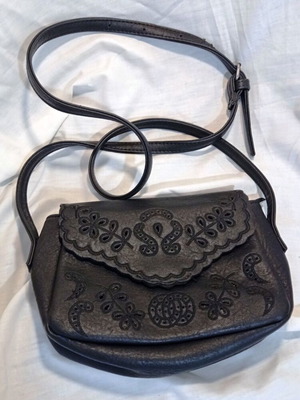 Women's black boho crossbody bag with embroidery, like new