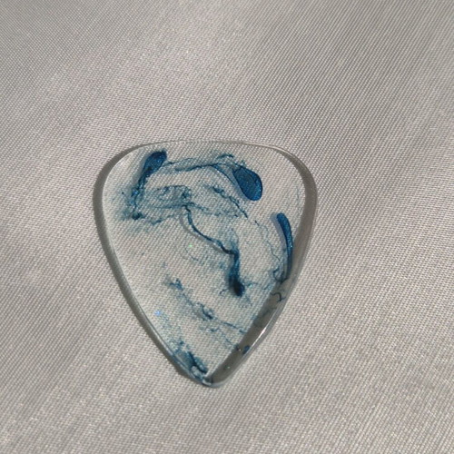 Handmade guitar pick from blue resin glass new