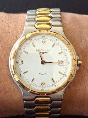 Longines Conquest Quartz men's wristwatch used, two-tone steel 33mm