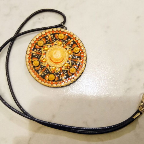 Handmade Swadhisthana necklace new, gold and orange