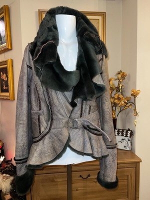 Roberto Cavalli leather jacket used green, size S to M