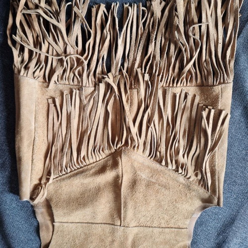 Genuine Leather Coat small, used, beige with fringes