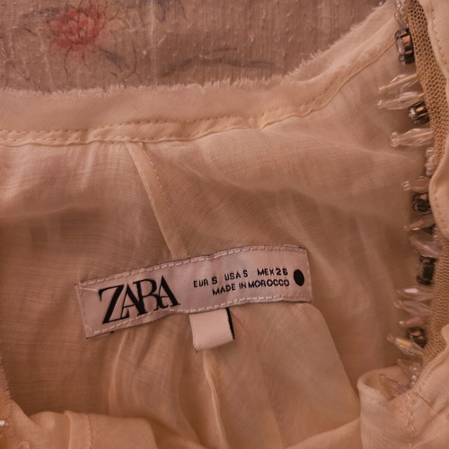 Zara μπλούζα μέγεθος S σαν καινούργιο, nude σαμπανιζέ με χάντρες