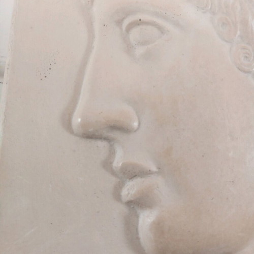 Relief depiction of Apollo of Olympia in plaster 25x28 cm without frame