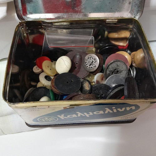 Metal antique box used from kalmaline with buttons