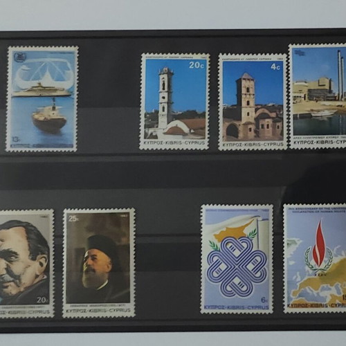 Cyprus stamps used, set of 8 on card