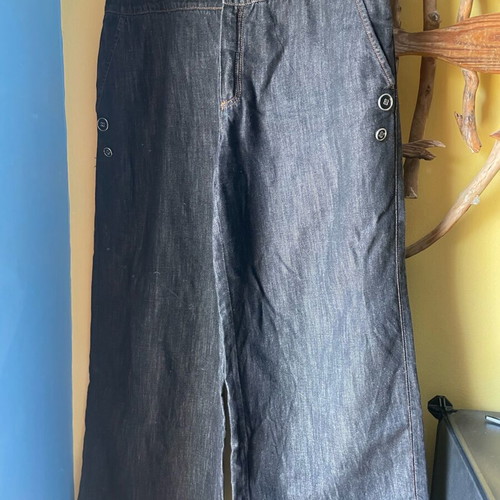 Kenzo black wide jeans like new with detachable straps