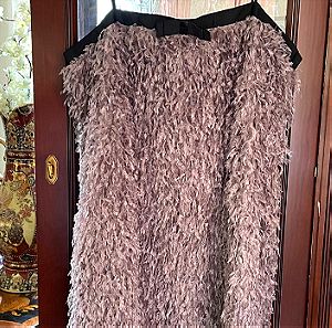 Zara φόρεμα καινούριο με πούπουλα γκρί/μώβ XL