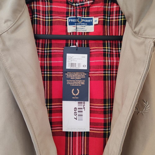 Fred Perry Harrington jacket new, beige, made in England