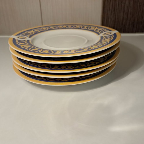 Vintage Porcel Fine Porcelain Tea Cup Saucers Set of 5, New