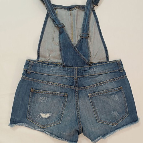 Bershka Denim Dungaree Shorts Blue Distressed, like new, size M