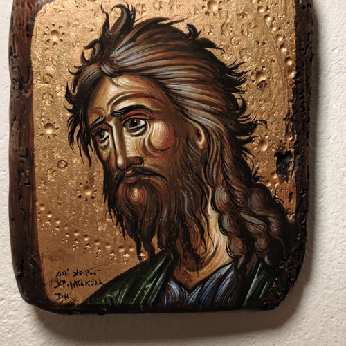 Handmade icon of Saint John the Baptist by Christos Bakolas