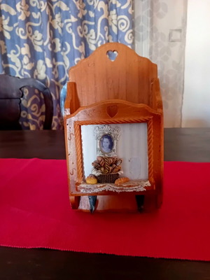 Vintage wooden wall key holder used, 70s-80s