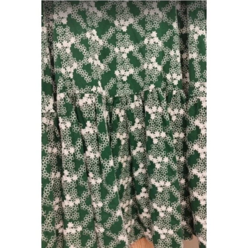 Pink Woman embroidered set with top and skirt, green and white