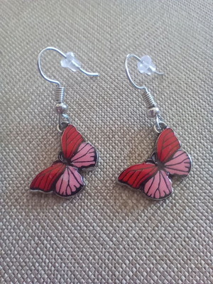Butterfly earrings new, red and pink
