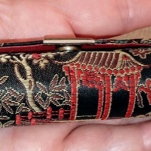 Vintage embroidered brocade lipstick and jewelry box like new