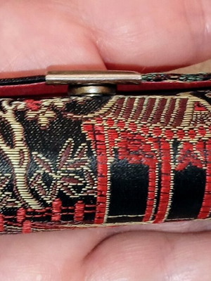 Vintage embroidered brocade lipstick and jewelry box like new