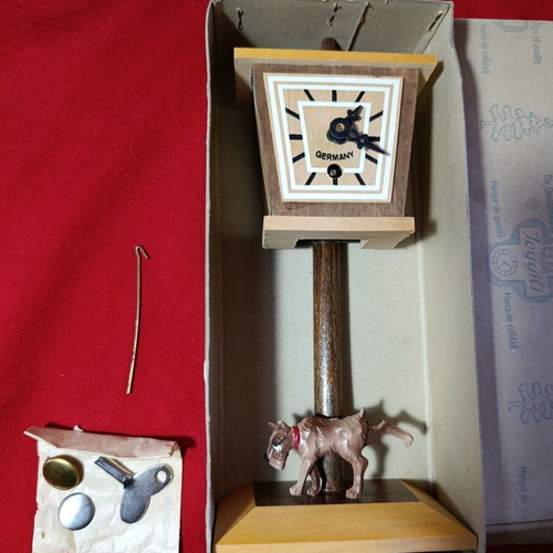 Vintage German mechanical table clock new, wood