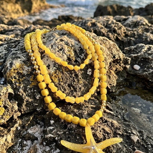 Steel necklace new, yellow