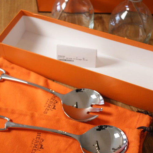 Hermes silver metal salad server new