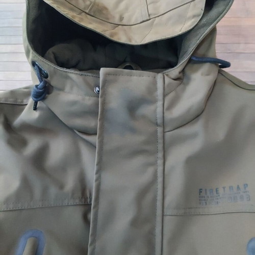 Firetrap men's winter parka jacket used, khaki, size large