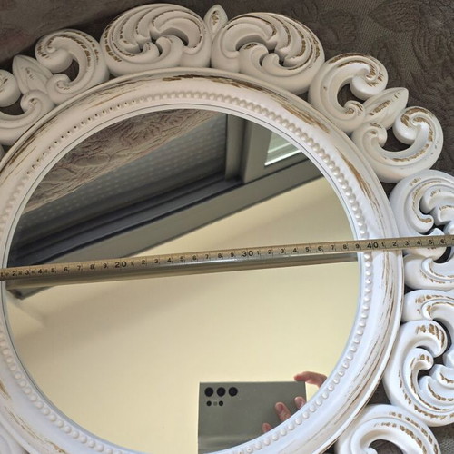 Set of 2 Wall Mirrors vintage shabby chic style white and gold
