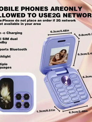 Mini ladies phone new, pink, with Dual SIM and large battery