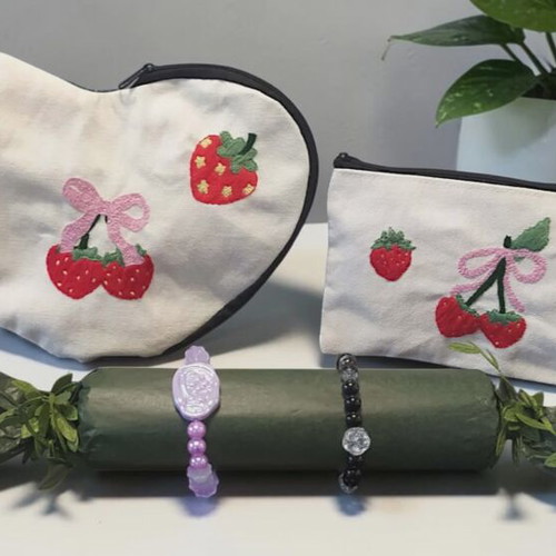 Coquette Handmade Heart Pouch Set with Free Bracelets