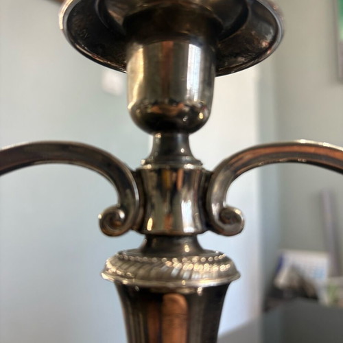 Vintage silver-plated solid candlestick with 3 holders like new