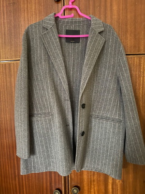 Massimo Dutti wool blend jacket new, grey with subtle stripe