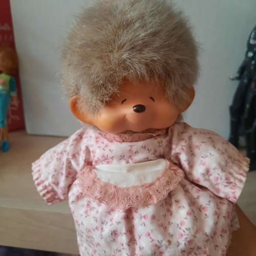 Monchhichi Grandma doll used, vintage retro toy by Sekiguchi