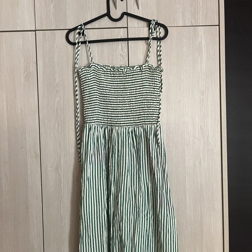 Striped dress Stradivarius like new, beige and green, size M
