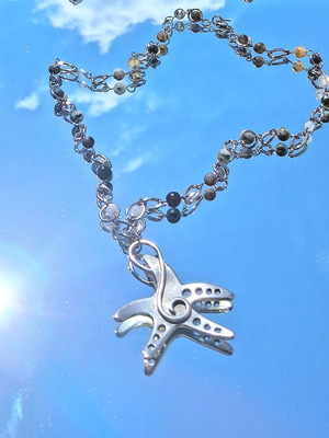 Starfish silver necklace new, stainless steel