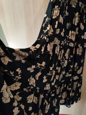 Long summer floral dress black with beige-brown flowers like new