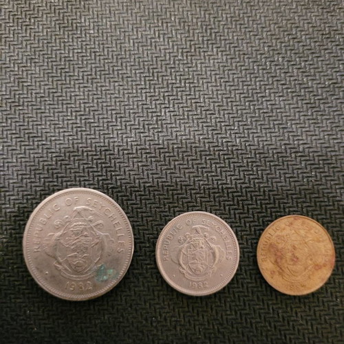 Seychelles coins used, set of 3 pieces