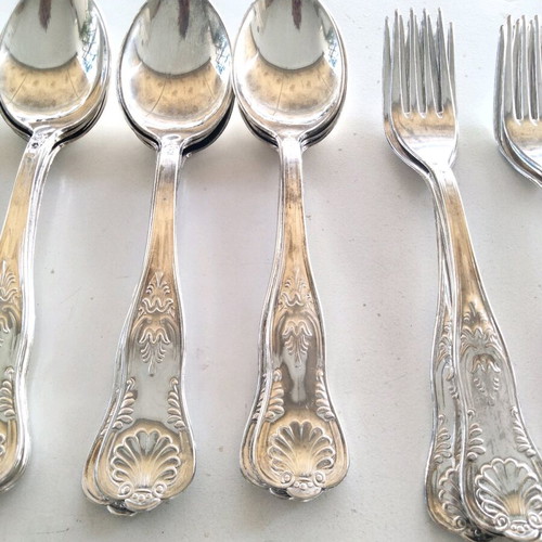 Vintage silverplated cutlery set 50 pieces Kings Pattern