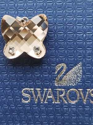 Σετ 2 κρυστάλλινων μενταγιόν Swarovski σαν καινούργιο, ροζ και τιρκουάζ