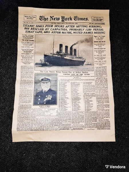  antigrafo efimeridas New York Times vithisis titanikou
