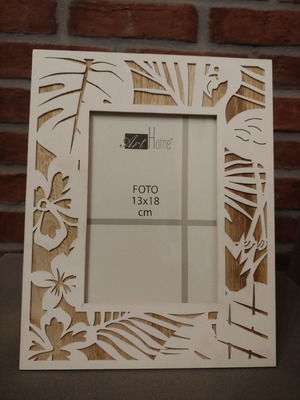 Wooden flamingo photo frame new with glass