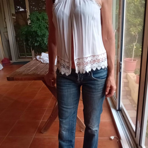 Lace blouse size S, like new, white cotton summer top