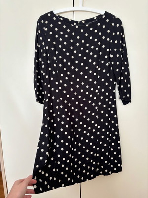 Zara dress used, dark blue-black with white polka dots, size M