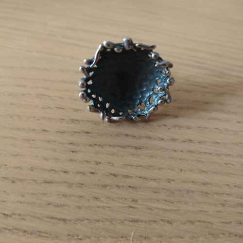 Handmade Statement Ring from Oxidized 925 Silver, Size 54