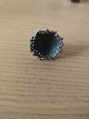 Handmade Statement Ring from Oxidized 925 Silver, Size 54