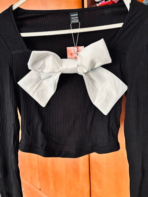Women's blouse with bow new, size M 38 10, black