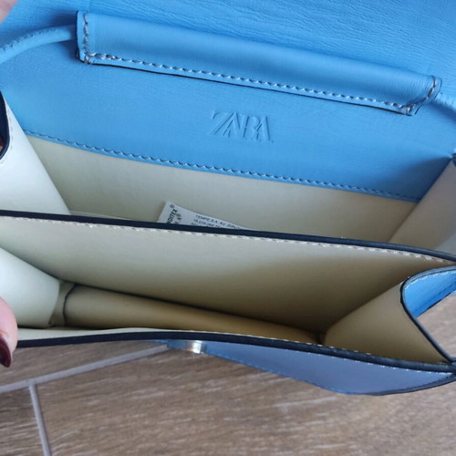 Zara small blue leather crossbody bag used