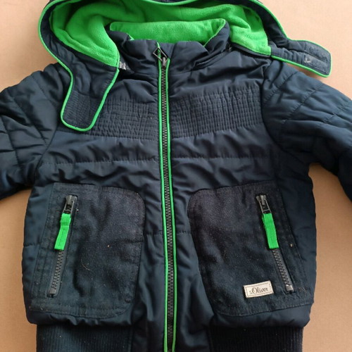 S'Oliver blue jacket used 98 cm for 2 years with fleece lining and detachable hood